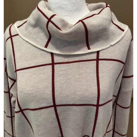 Calvin Klein Cowl Neck Checkered Pullover Women's Sweater Size M - Picture 2 of 10